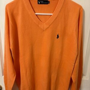 Polo by Ralph Lauren Men's Bright Orange V-Neck Sweater